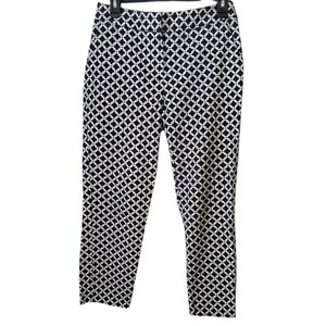 Dana Buchman Black and White Geometric Print Cropped Flat Front Pant Size 6